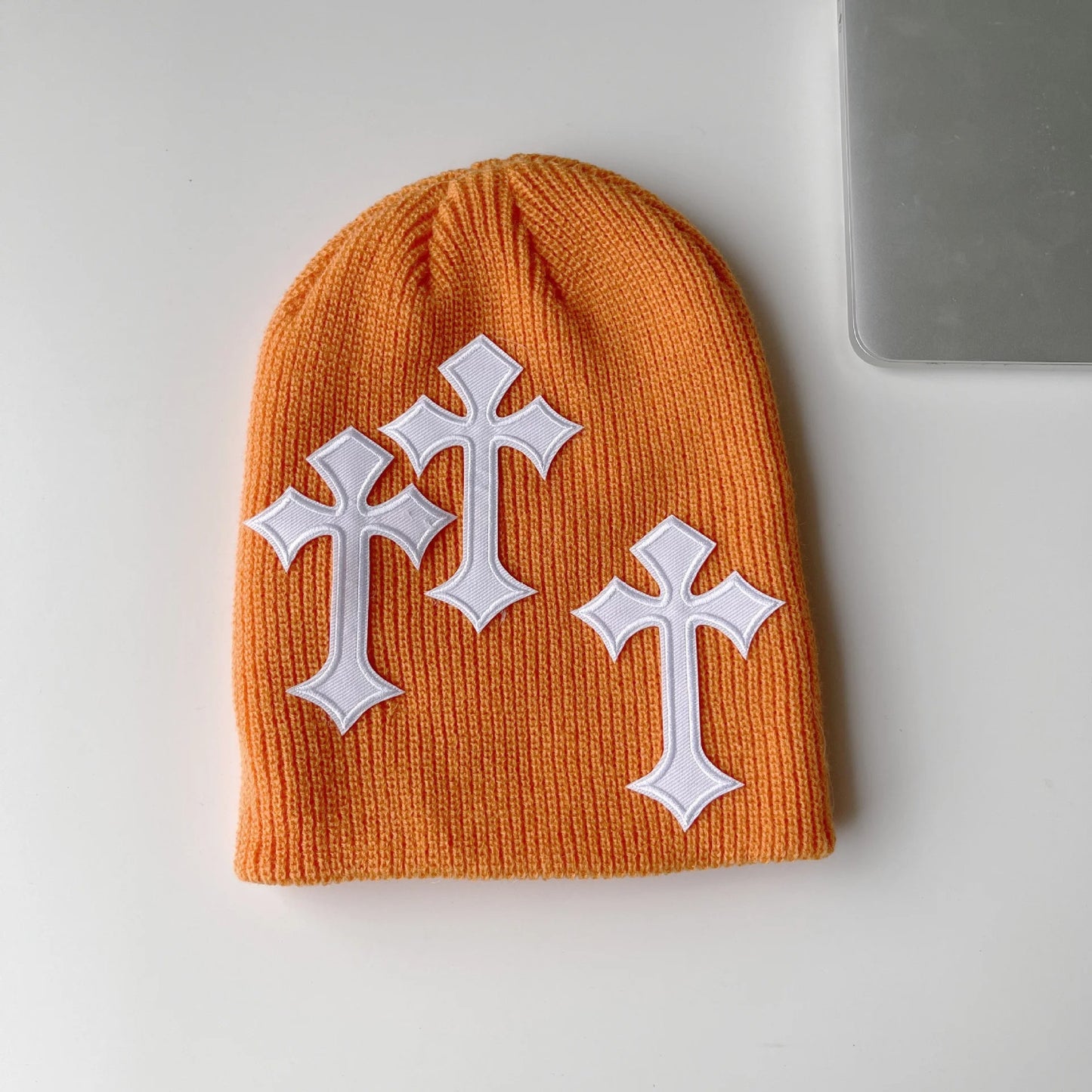 Y2K Cross Beanie orange