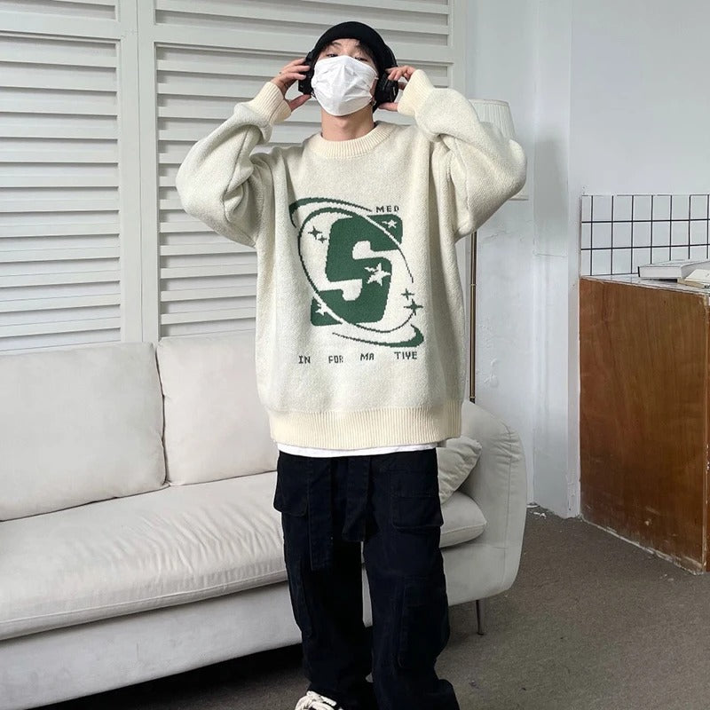 Y2K Universe Graphic Sweater beige