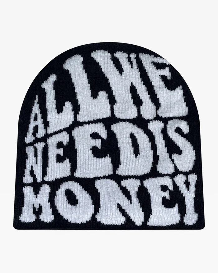 all we need is money black beanie