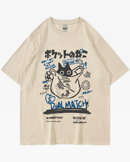 Japanese Cat Shirt beige