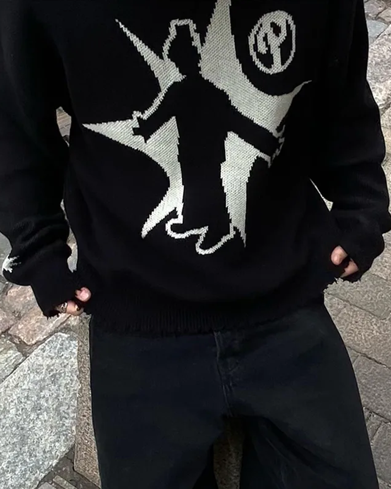 Black Graphic Sweater