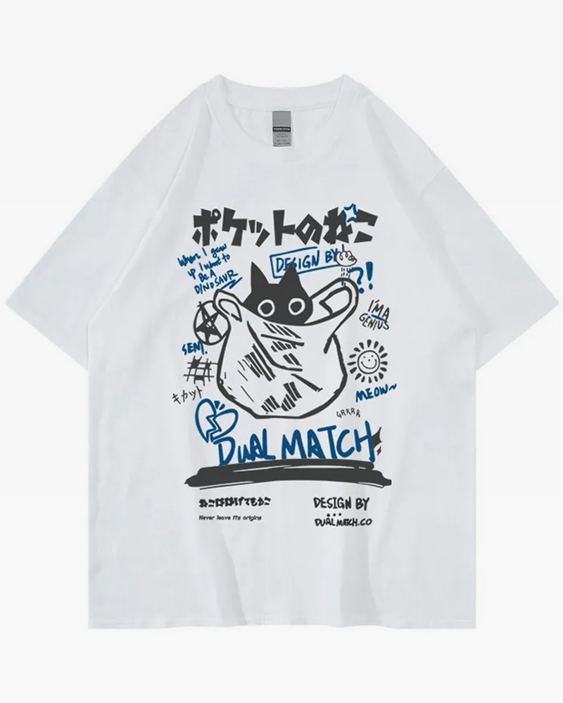 Japanese Cat Shirt white