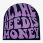 all we need is money pink beanie