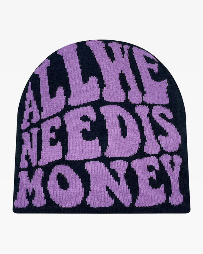 all we need is money pink beanie