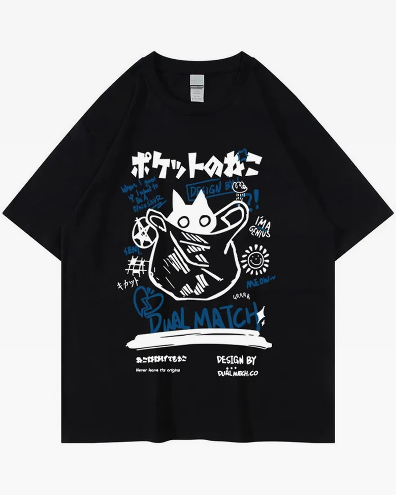 Japanese Cat Shirt black