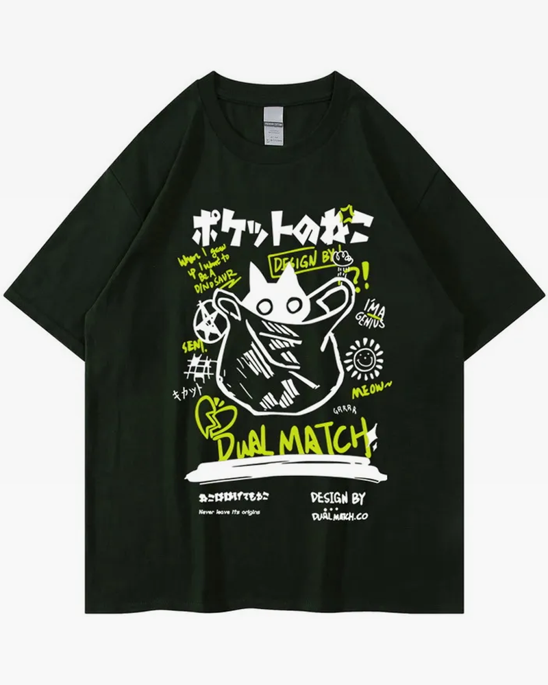 Japanese Cat Shirt black