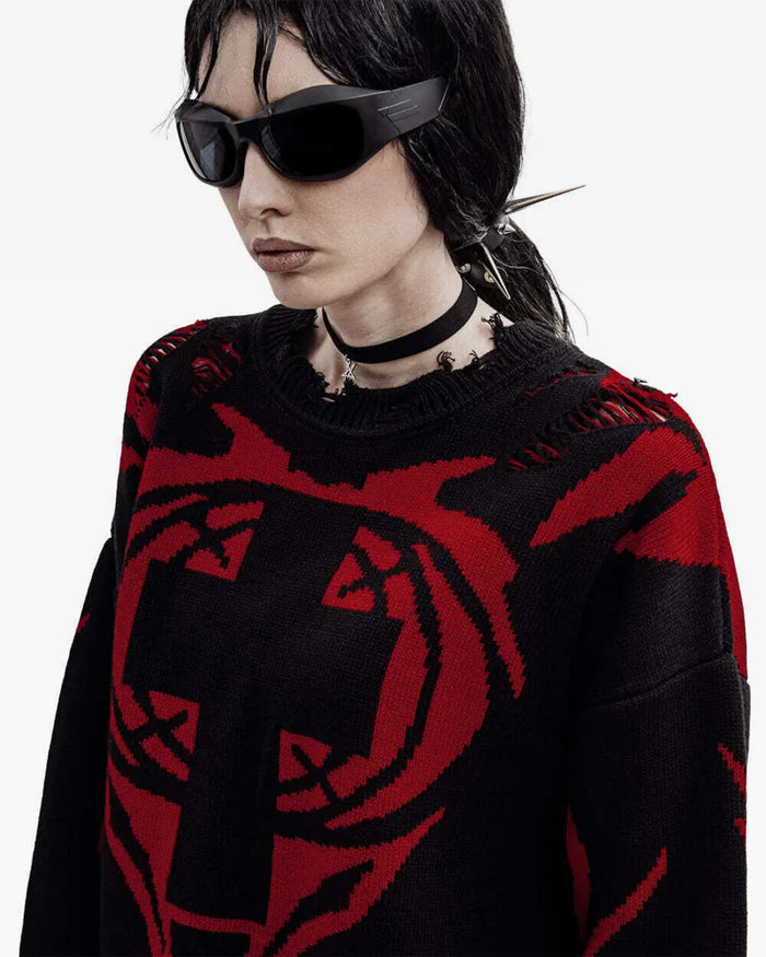 Red And Black Knit Sweater