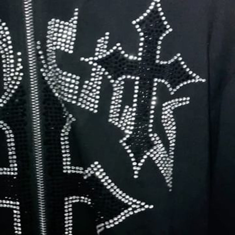 Y2K Rhinestone Cross Hoodie