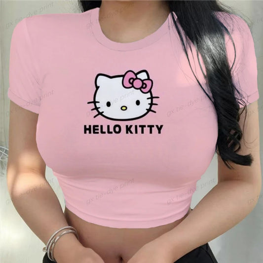 Hello Kitty Crop Top Y2K pink