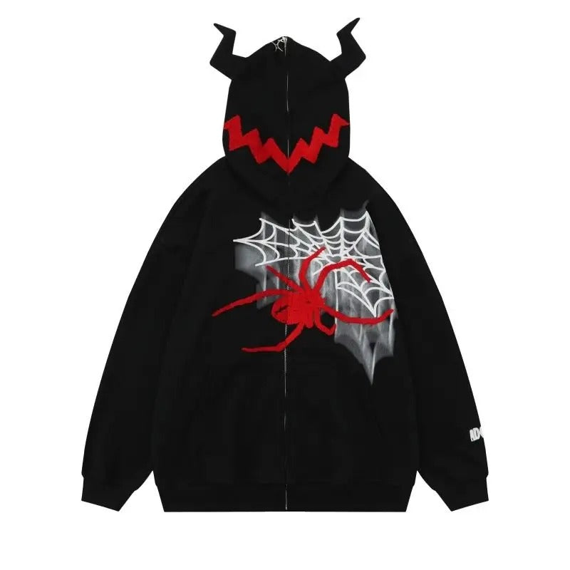 Y2K Devil Horn Hoodie black