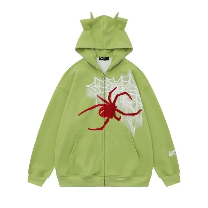 Y2K Devil Horn Hoodie green