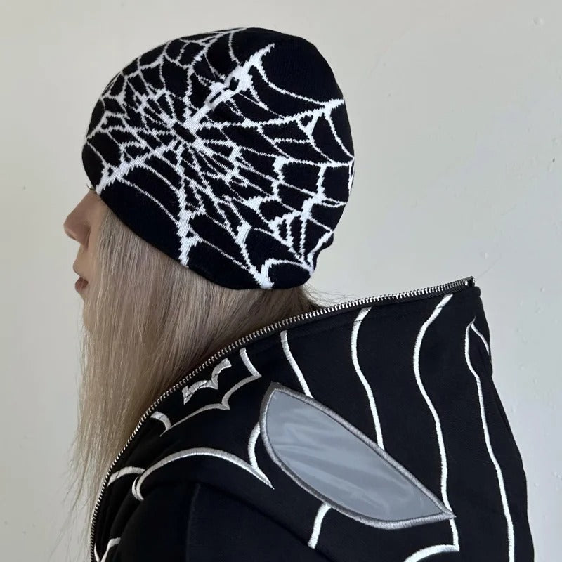 Spider Beanie Y2K black