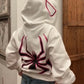 Y2K Spider Print Hoodies white