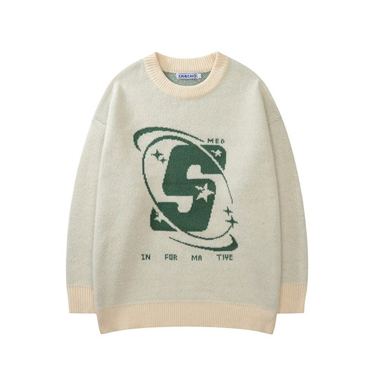 Y2K Universe Graphic Sweater beige