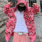 Y2K Full ZIp Camo Hoodie pink