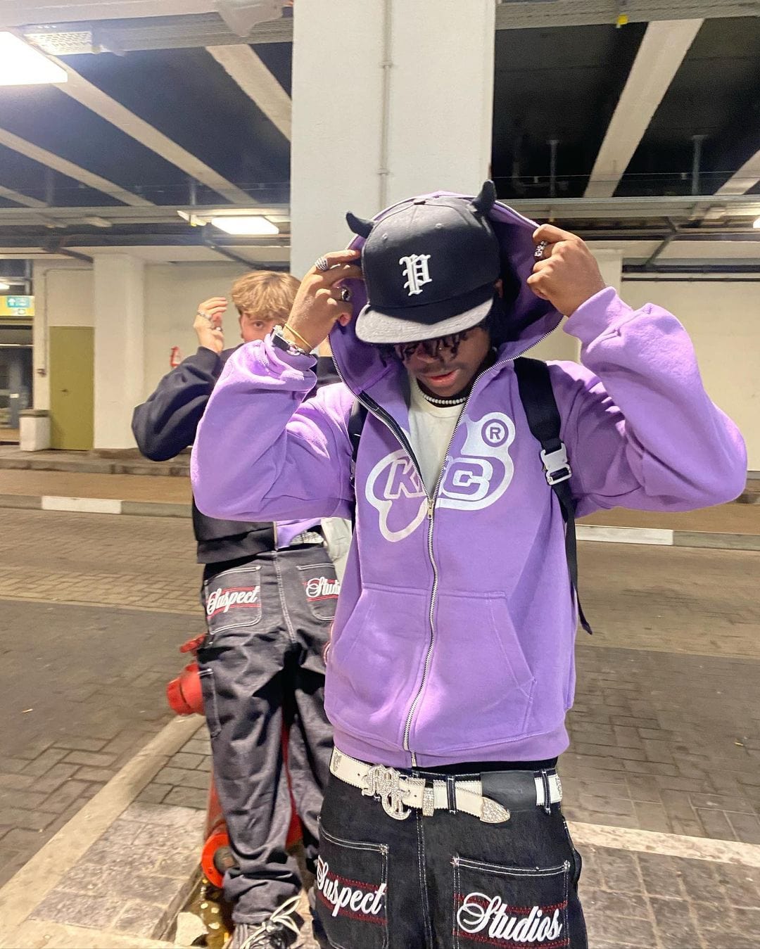 Y2K Full Zip Hoodie purple