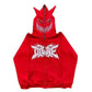 Y2K Rhinestone Skeleton Hoodies red