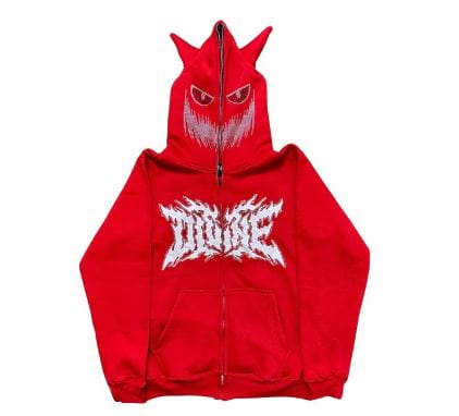 Y2K Rhinestone Skeleton Hoodies red