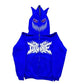 Y2K Rhinestone Skeleton Hoodies blue