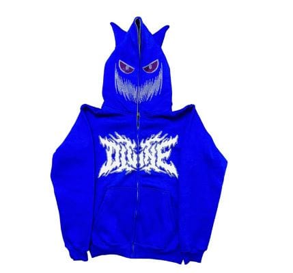 Y2K Rhinestone Skeleton Hoodies blue