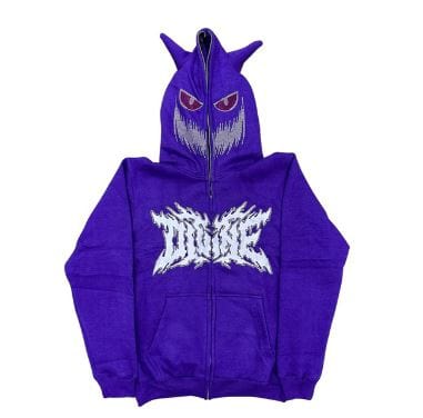 Y2K Rhinestone Skeleton Hoodies purple